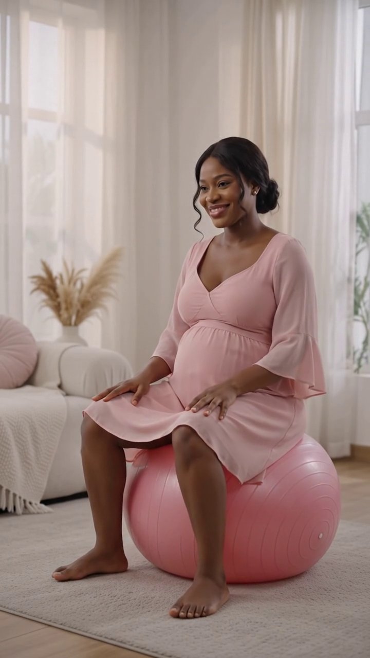 Pregnant woman on a birthing ball